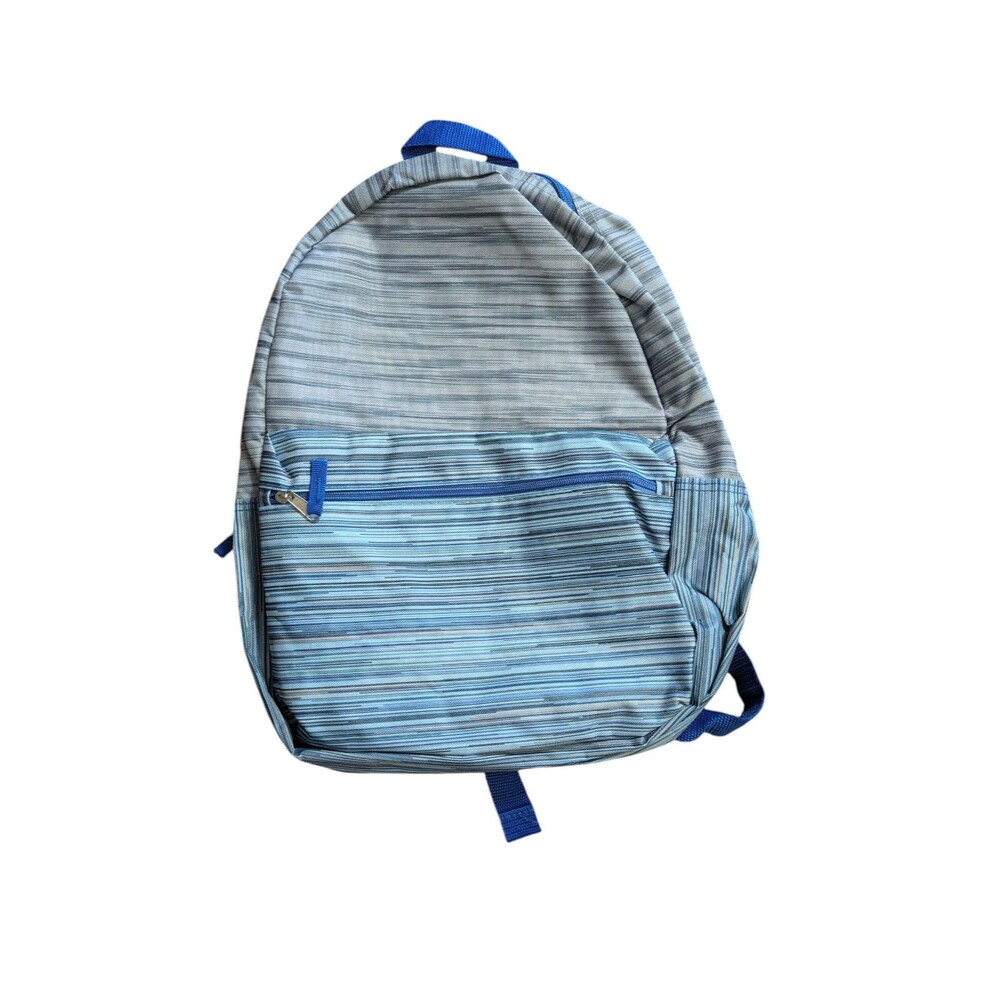 Blue & Gray Backpack School Bookbag Travel Bag w/ Front Zipper Pocket Adjustable